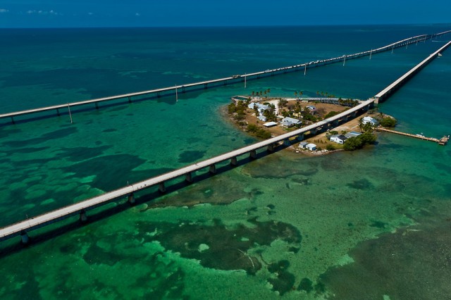 Aerial View of the Seven Mile Bridge, Florida Keys, Florida USA