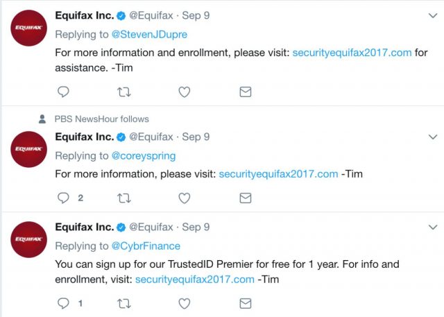 Equifax 使用的域名太不安全，以至于推特官号不小心发钓鱼网址给用户！