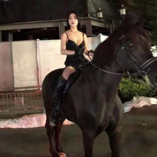 上海市中心一衣著性感女子深夜騎馬，擺拍？？？炒作？？？  今天