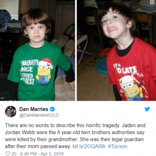 亚利桑那8岁双胞胎被枪杀 凶手竟然是祖母
