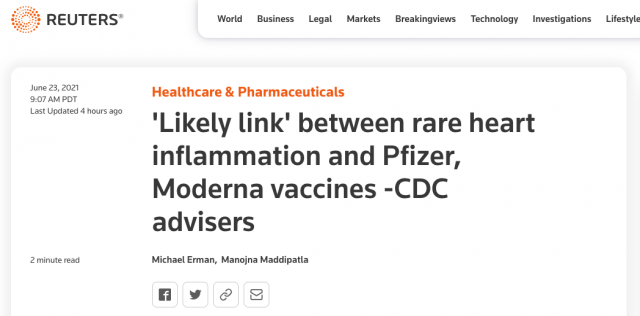 CDC通報! 1200人打完疫苗患心肌炎! 可能與輝瑞和莫德納有關!