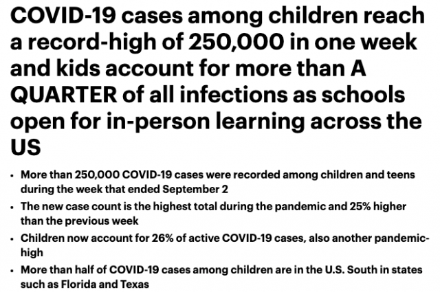 崩了! 一周25万儿童染疫 占美病例25% 1000所学校关门! Mu变种传遍全美!