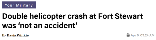 美軍兩架直升機在佐州相撞竟然並非意外？美媒稱正進行犯罪調查