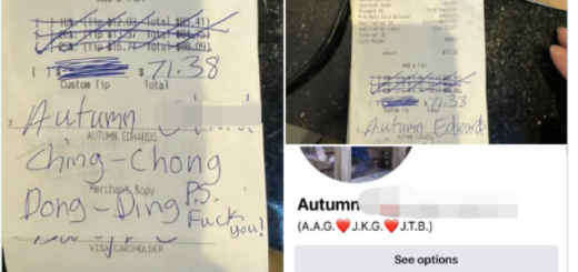 解氣! 白女中餐館歧視華人 留罵人字條還不給小費 被網暴罵到報警